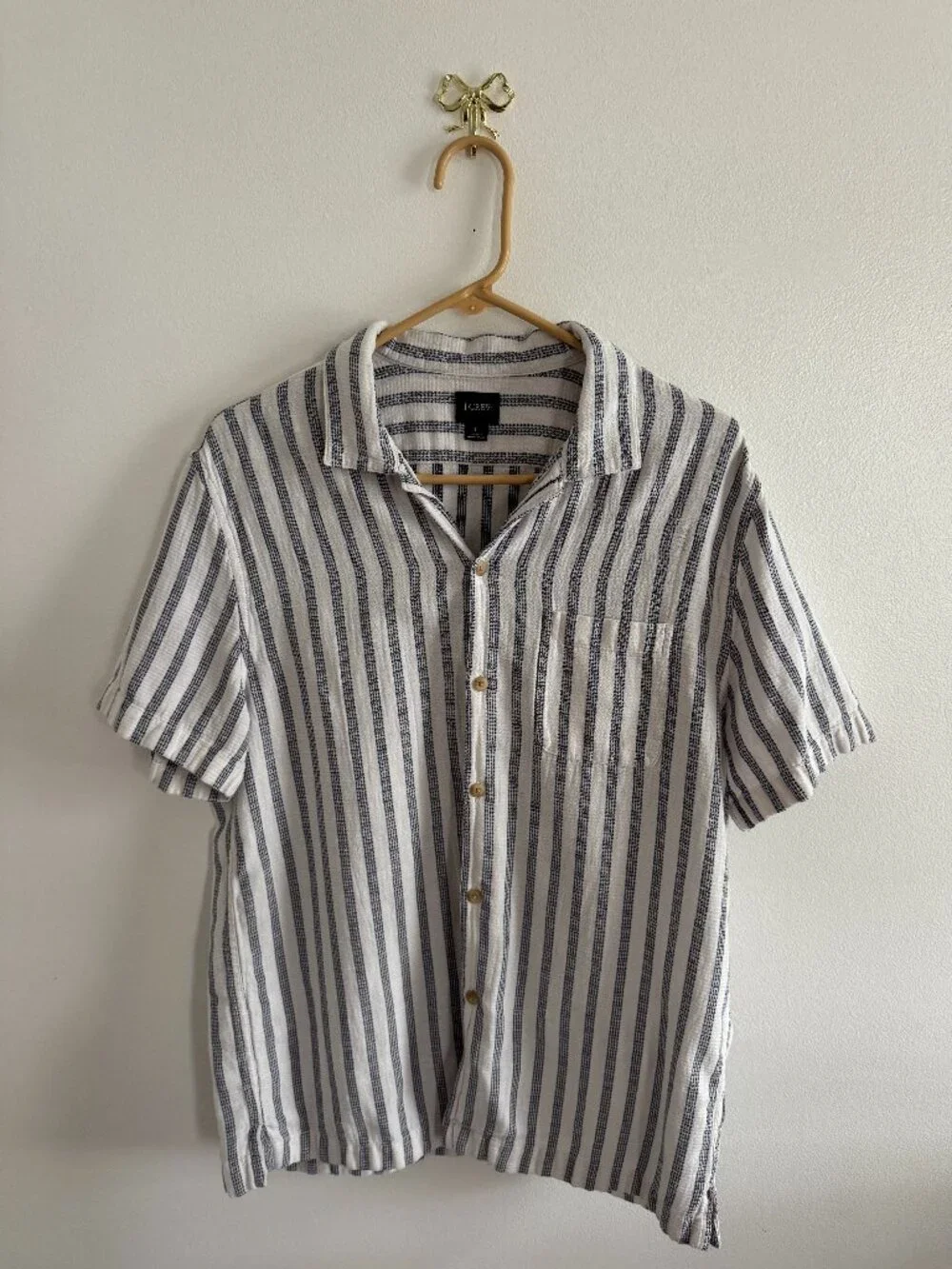 Men's J.Crew Stripe Button Down Tee Short L